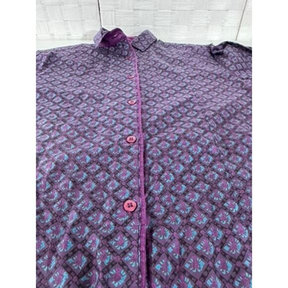 "SAKS FIFTH AVE" Real Clothes, Purple Paisley Men Button Up Shirt, Y2K,Flip Cuff - Picture 5 of 9